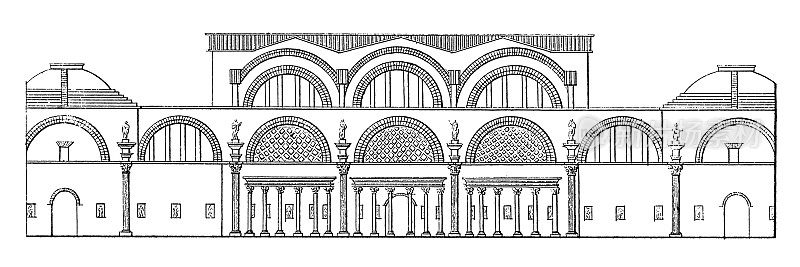 提图斯浴场，古罗马|古代建筑插图